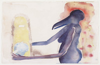 KT 1992 013
<br/>
Papoea-vrouw met vogelmasker en korf
<br/>
<em>Bien, Waldo (1949)</em>